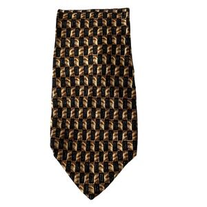 Ermenegildo Zegna Italian Silk Ornate Gold Yellow Bronze NeckTie